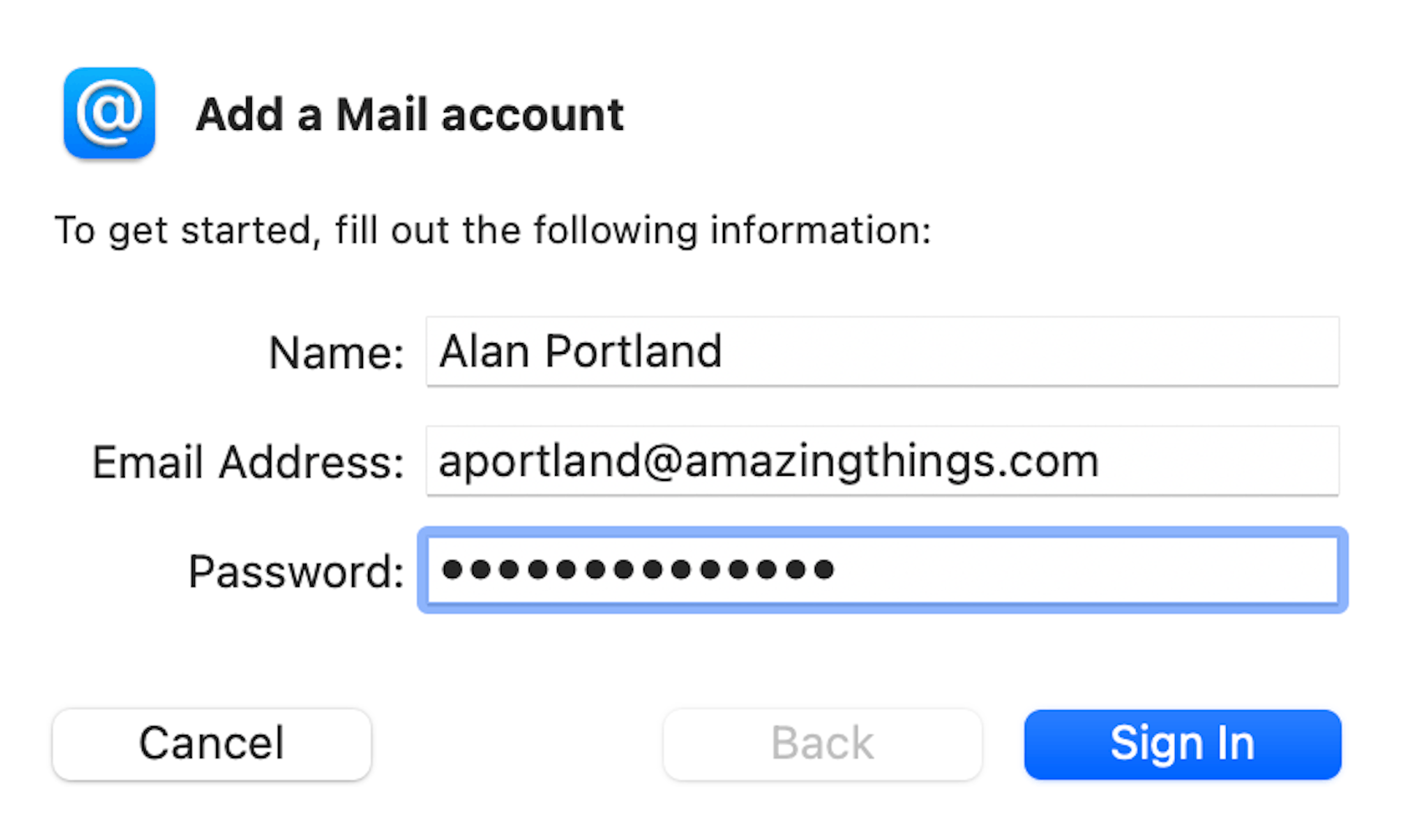 Apple Mail Add a Mail Account