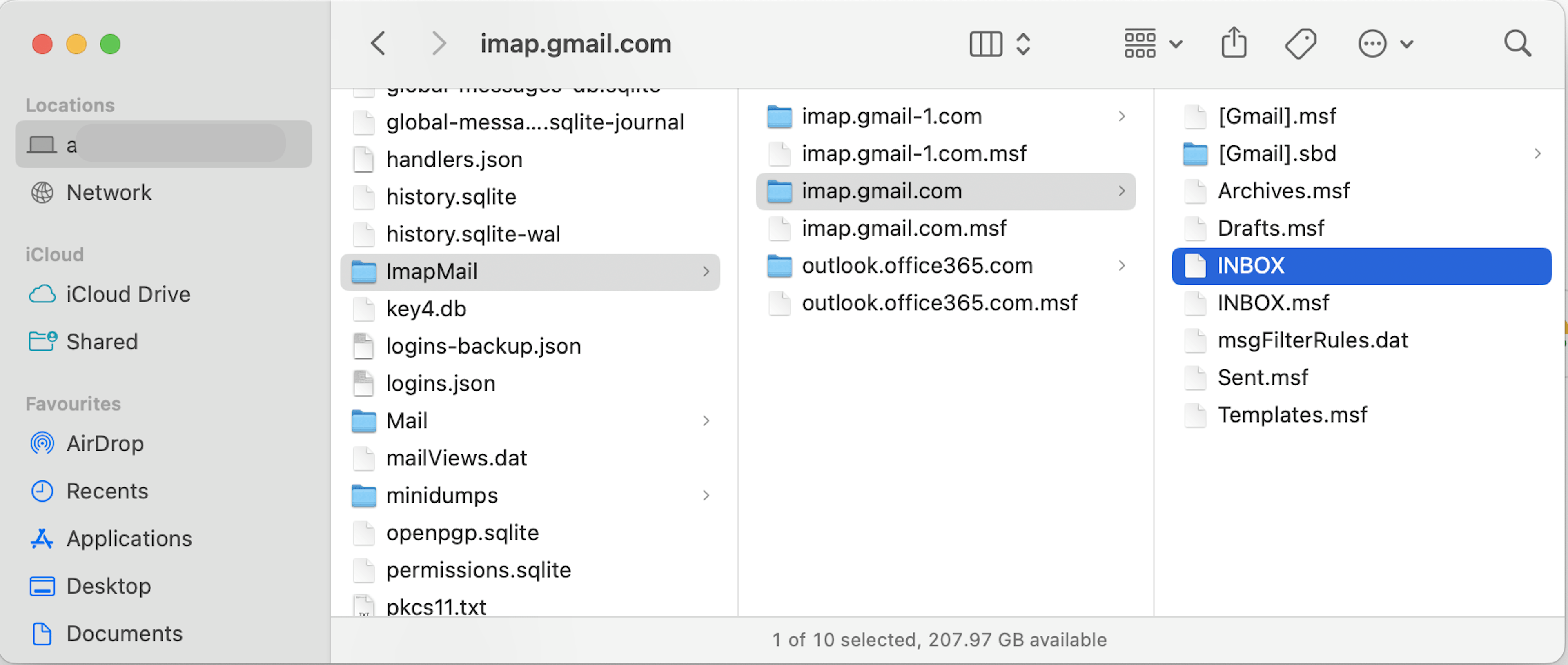 Thunderbird Email Contents folder sample
